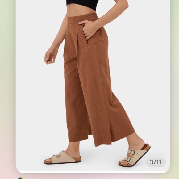 Halara High Waisted Plicated Split Hem Wide Leg Palazzo Capri Pants Medium Rust - Picture 3 of 11